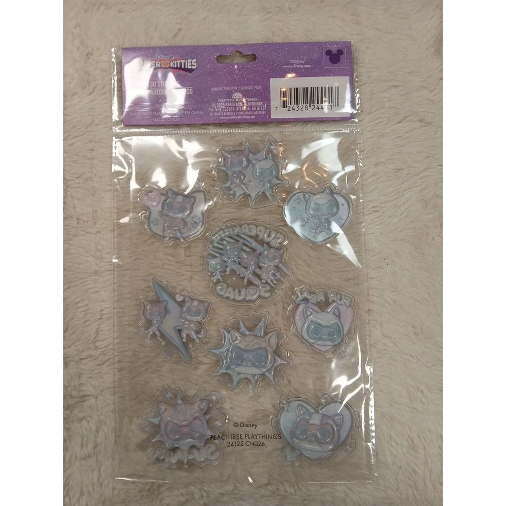 Disney Super Kitties 3D Sticker 5‎ Pack Multicolor Lot Rare